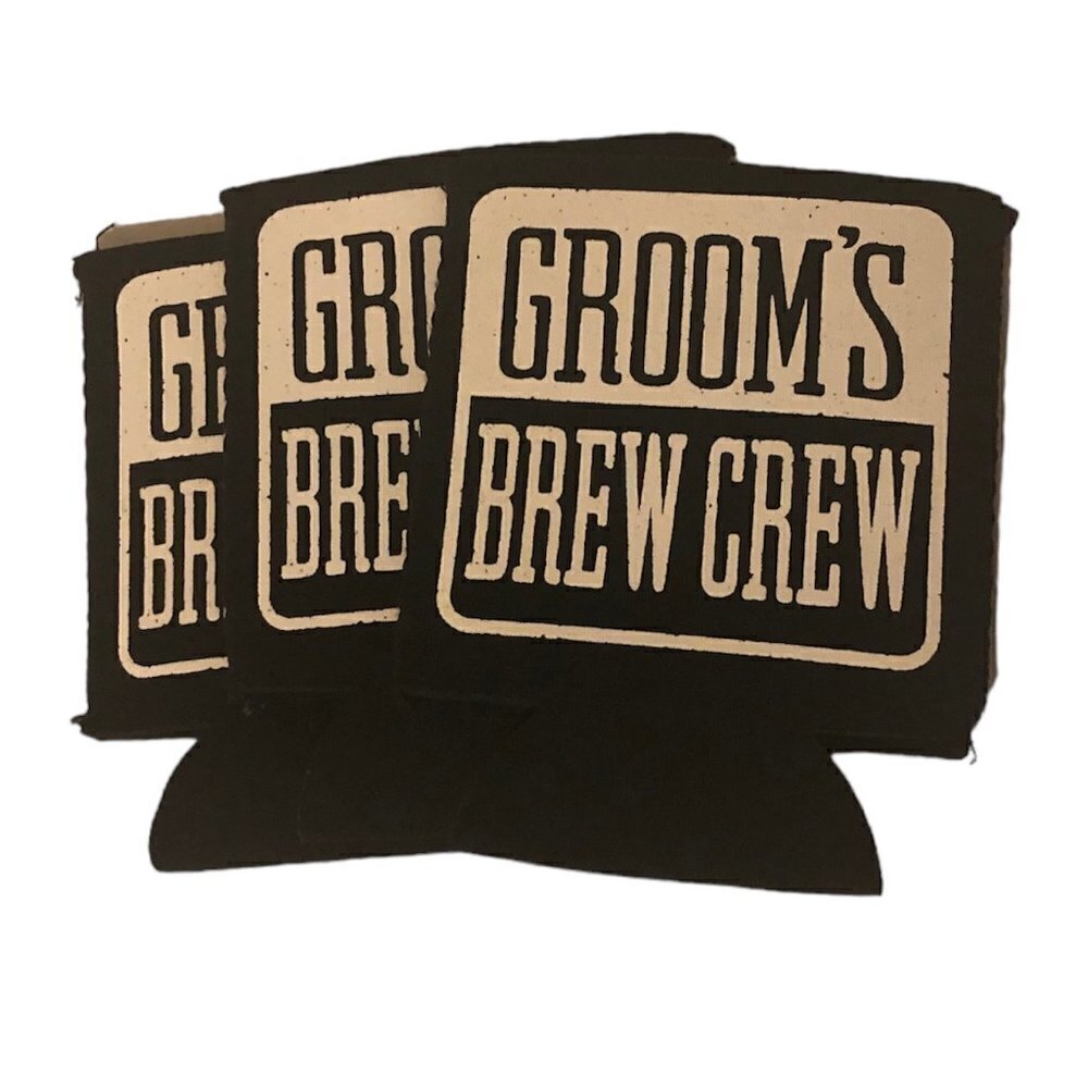 GROOMS BREW CREW Coolies Foam Collapsible Slim *Two sets of 3* O/S Black White